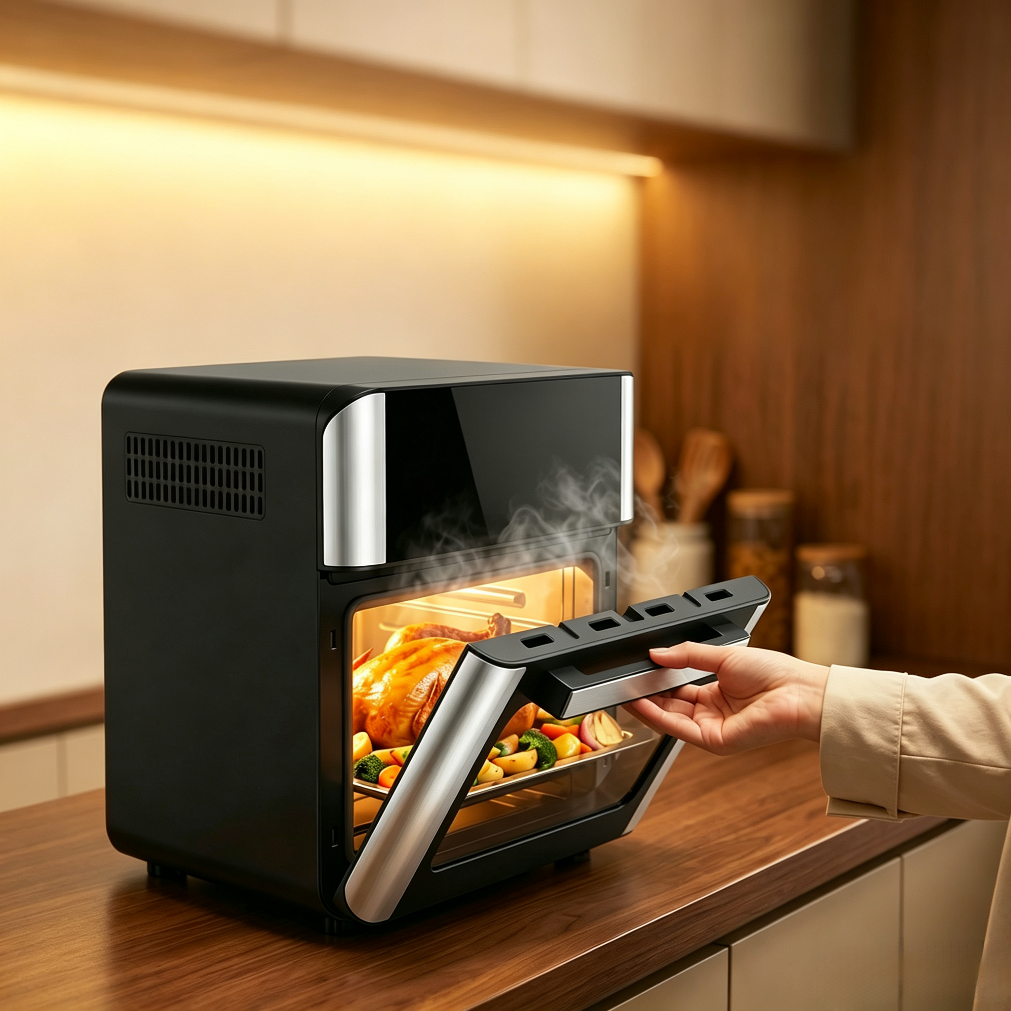 12L Air Fryer Oven, 1800W Large Capacity Oil-Less Healthy Cooker, 360° Hot Air Circulation, Timer & Temperature Control, Ideal for Home Kitchen, Chips, Chicken, Roasting & Baking