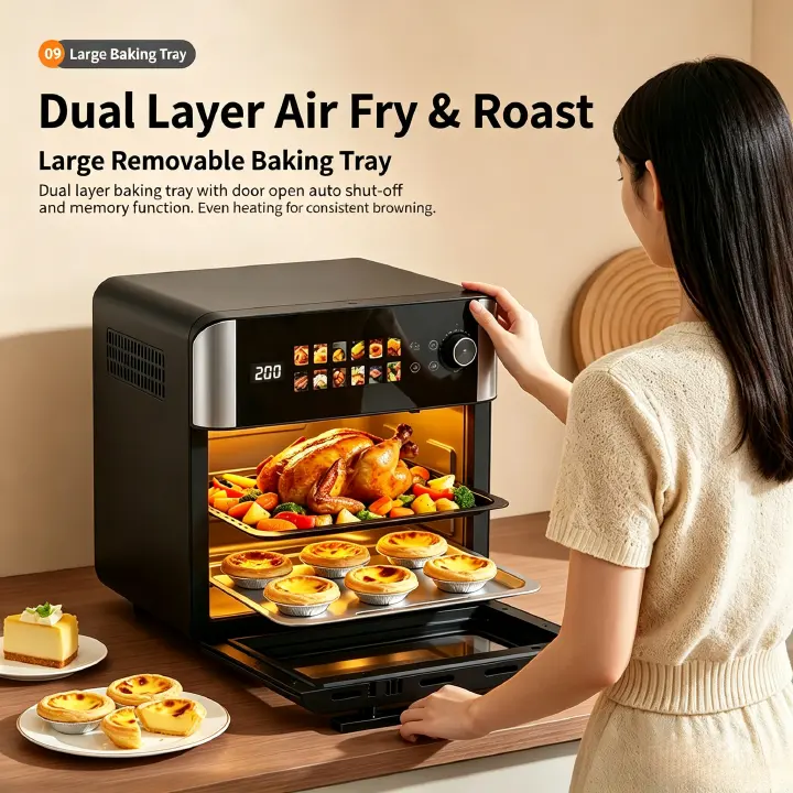 12L Air Fryer Oven, 1800W Large Capacity Oil-Less Healthy Cooker, 360° Hot Air Circulation, Timer & Temperature Control, Ideal for Home Kitchen, Chips, Chicken, Roasting & Baking