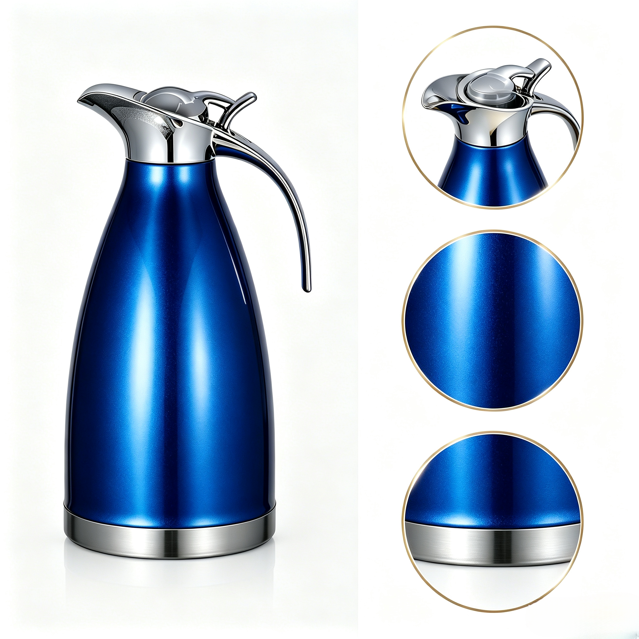 2.0L Stainless Steel Vacuum Coffee Pot Vacuum Thermos Flask Kettle  2L Double Wall Heat Retention Beverage Carafe for Home Kitchen Office Use，insulated water carafe、hot cold retention jug