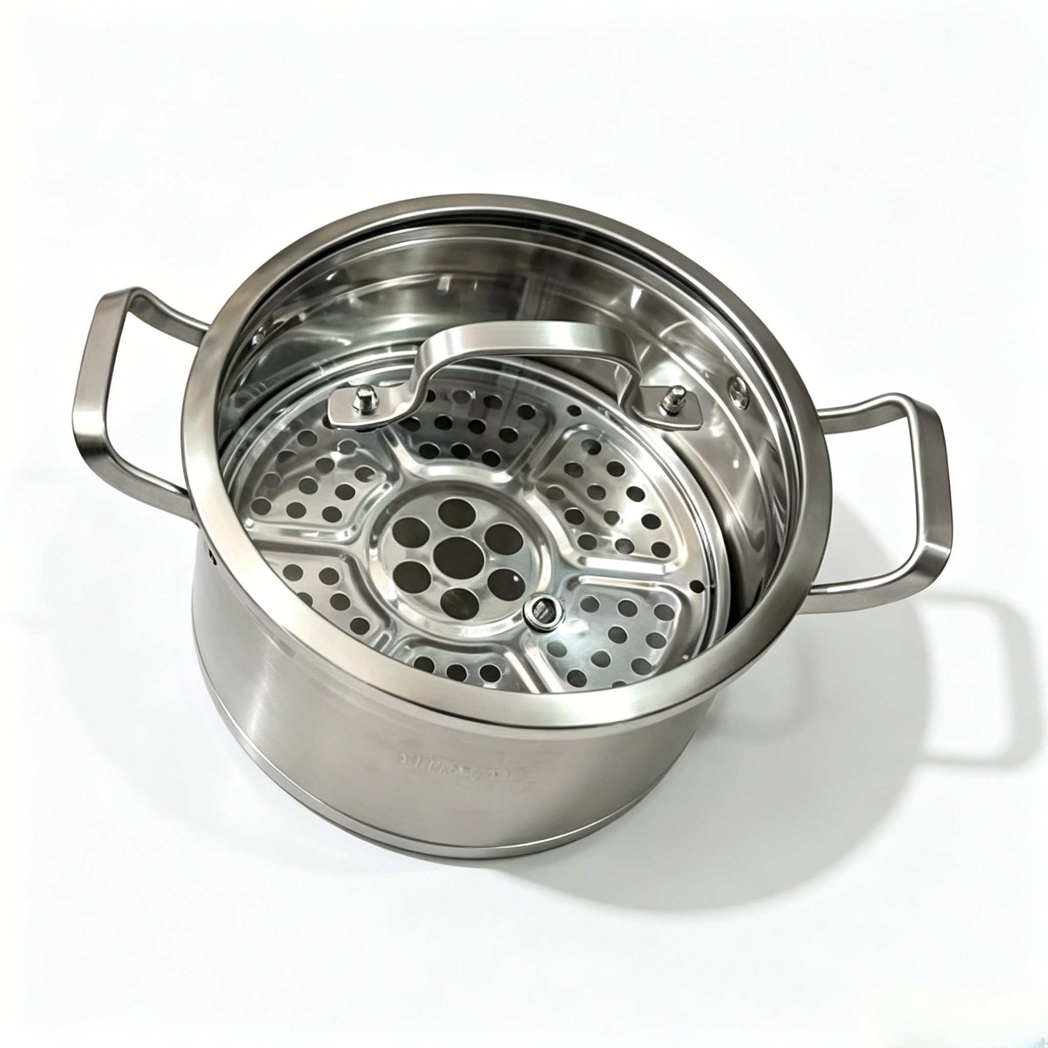Stainless Steel 2 In 1 Cooking Steamer Pot Large Capacity Multi Purpose Kitchen Boiler Durable Dual Handle Cookware For Gas Stove Home Cooking Stew Boil Steam Food(with lid and steaming rack)