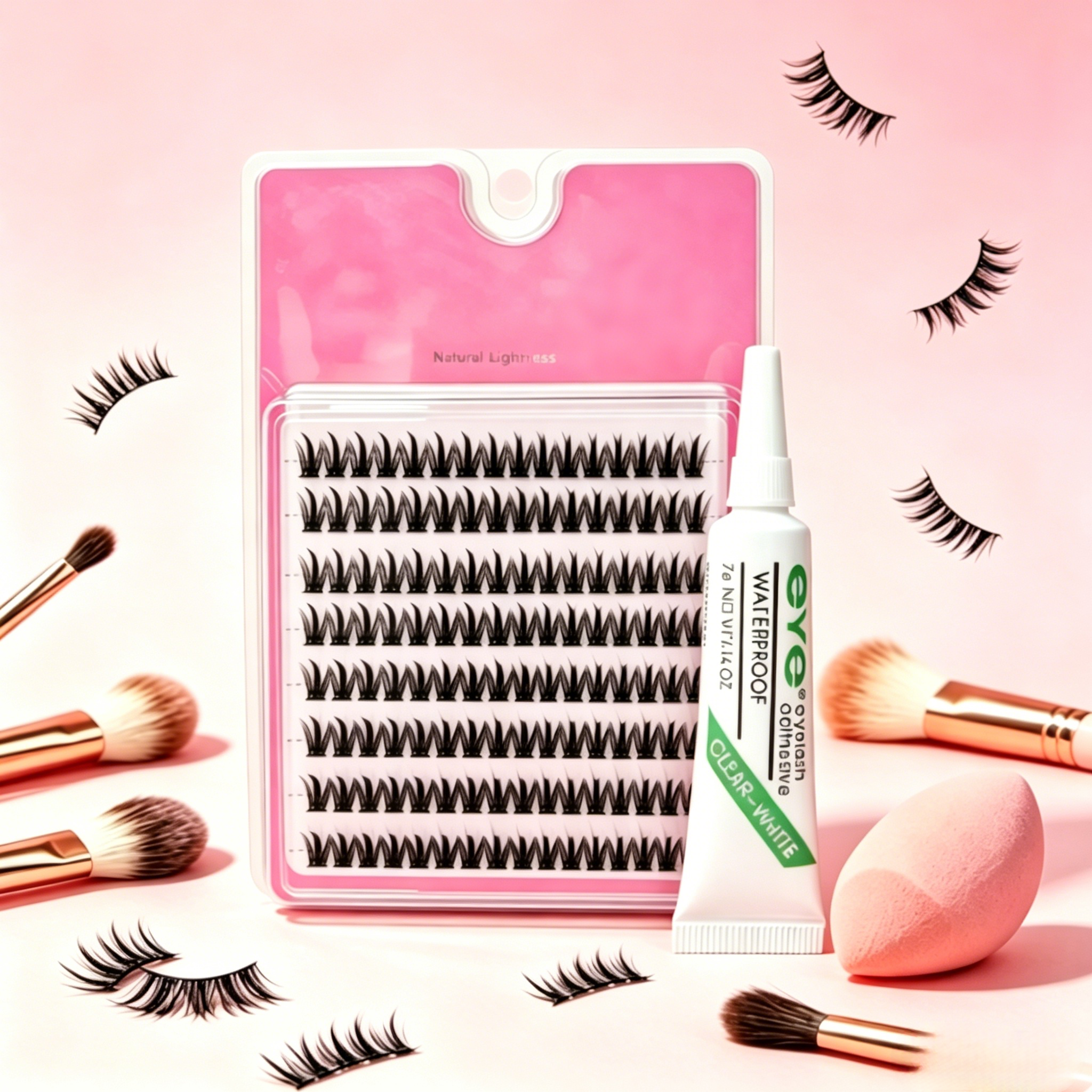 Segmented false eyelash set, large capacity dense single cluster of false eyelashes 8/10/12/14cm Curly Mink False Eyelashes, Soft Lightweight Volume Lashes,Give away eyelash glue