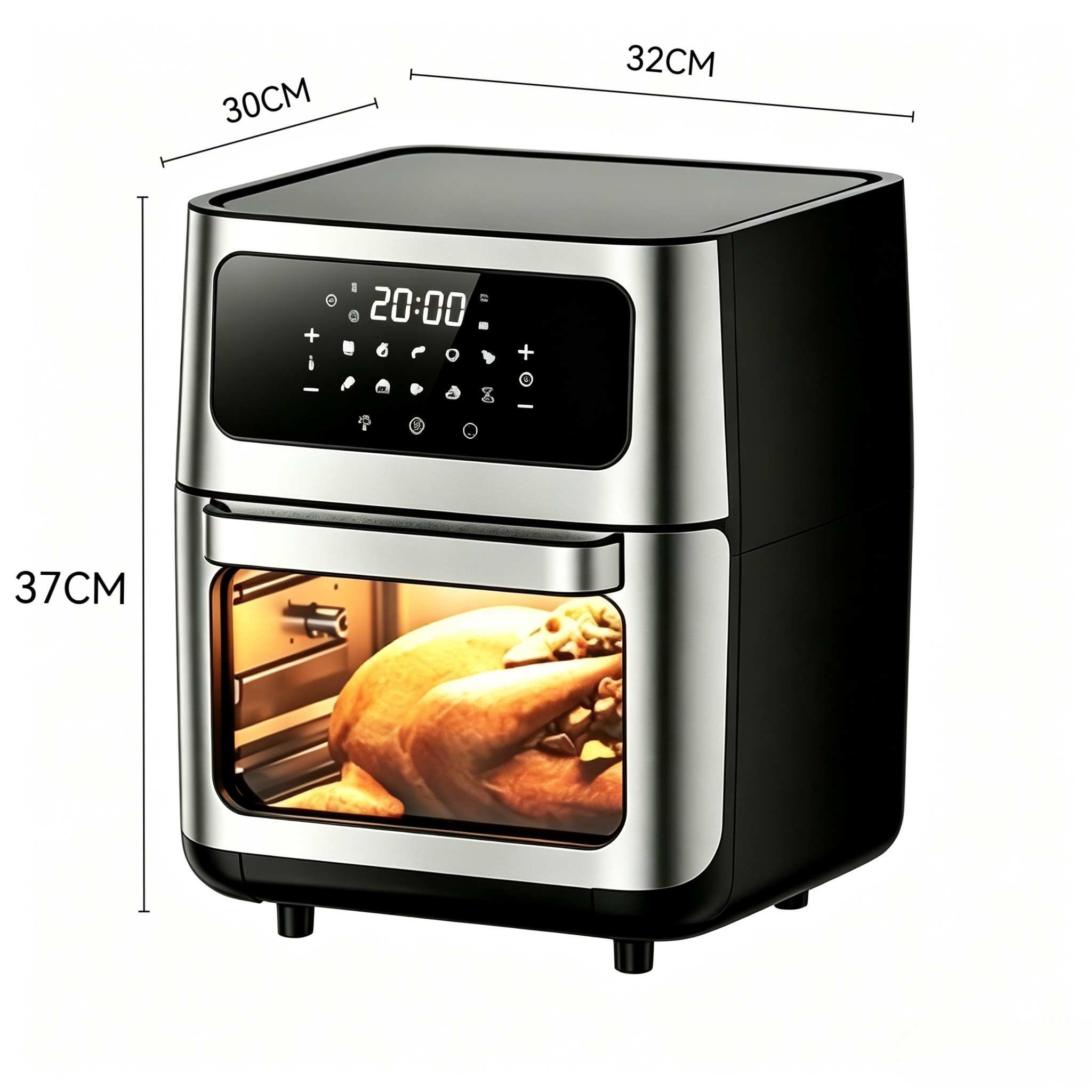 12L Air Fryer Oven, 1800W Large Capacity Oil-Less Healthy Cooker, 360° Hot Air Circulation, Timer & Temperature Control, Ideal for Home Kitchen, Chips, Chicken, Roasting & Baking
