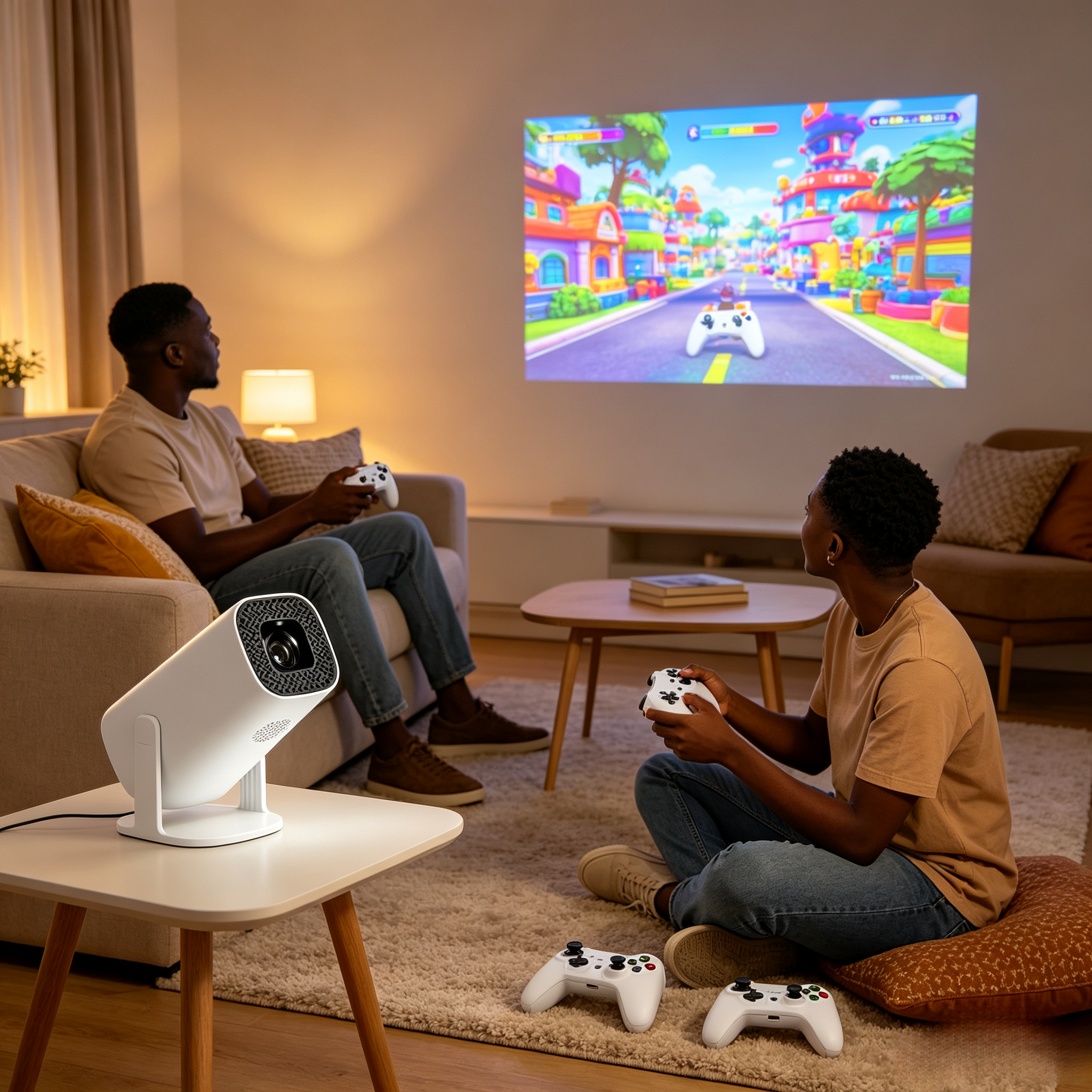 P30 Portable Smart Projector HD Wireless Screen Mirroring Home Cinema Projector For Wall Projection With 2 Game Controllers