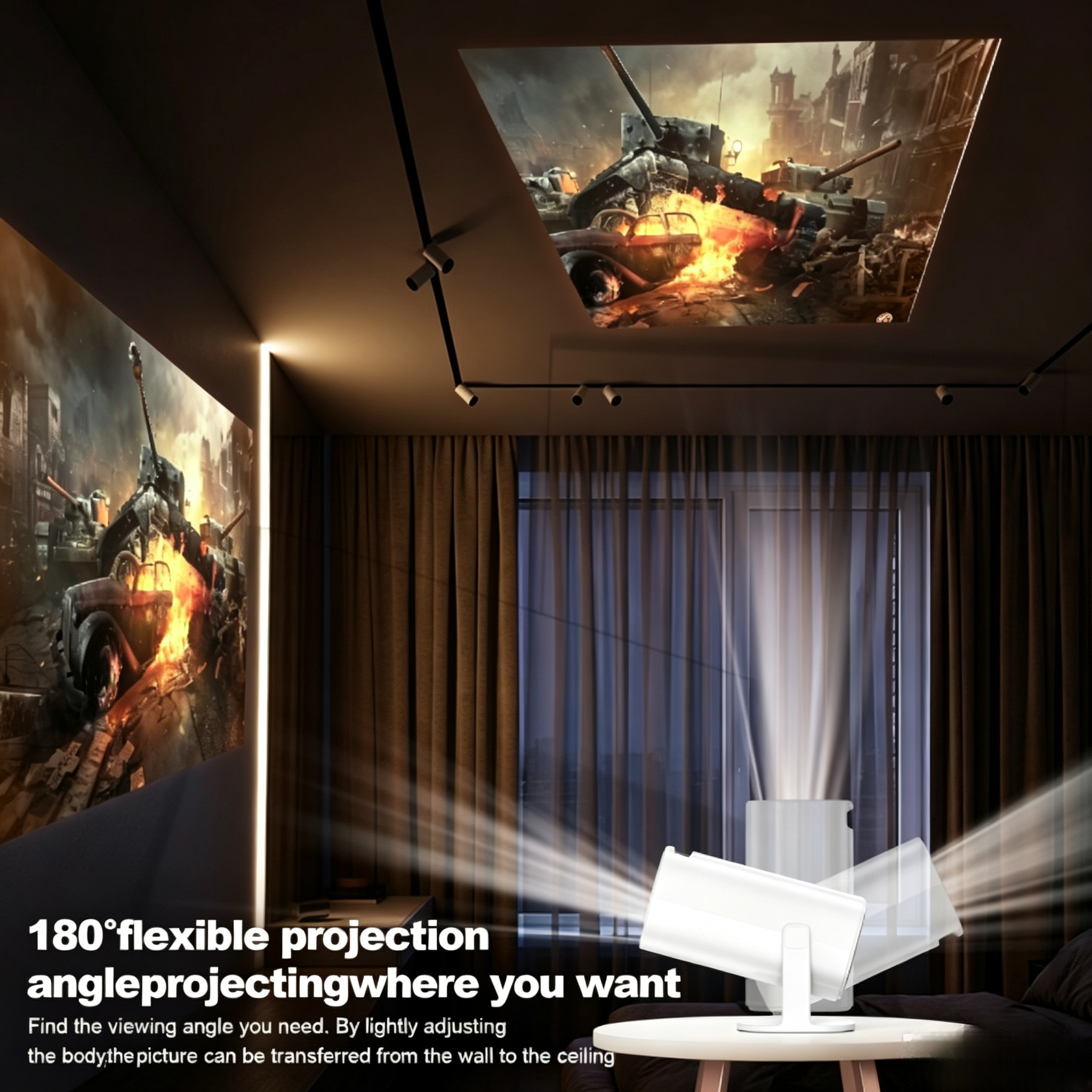 P30 Portable Smart Projector HD Wireless Screen Mirroring Home Cinema Projector For Wall Projection With 2 Game Controllers