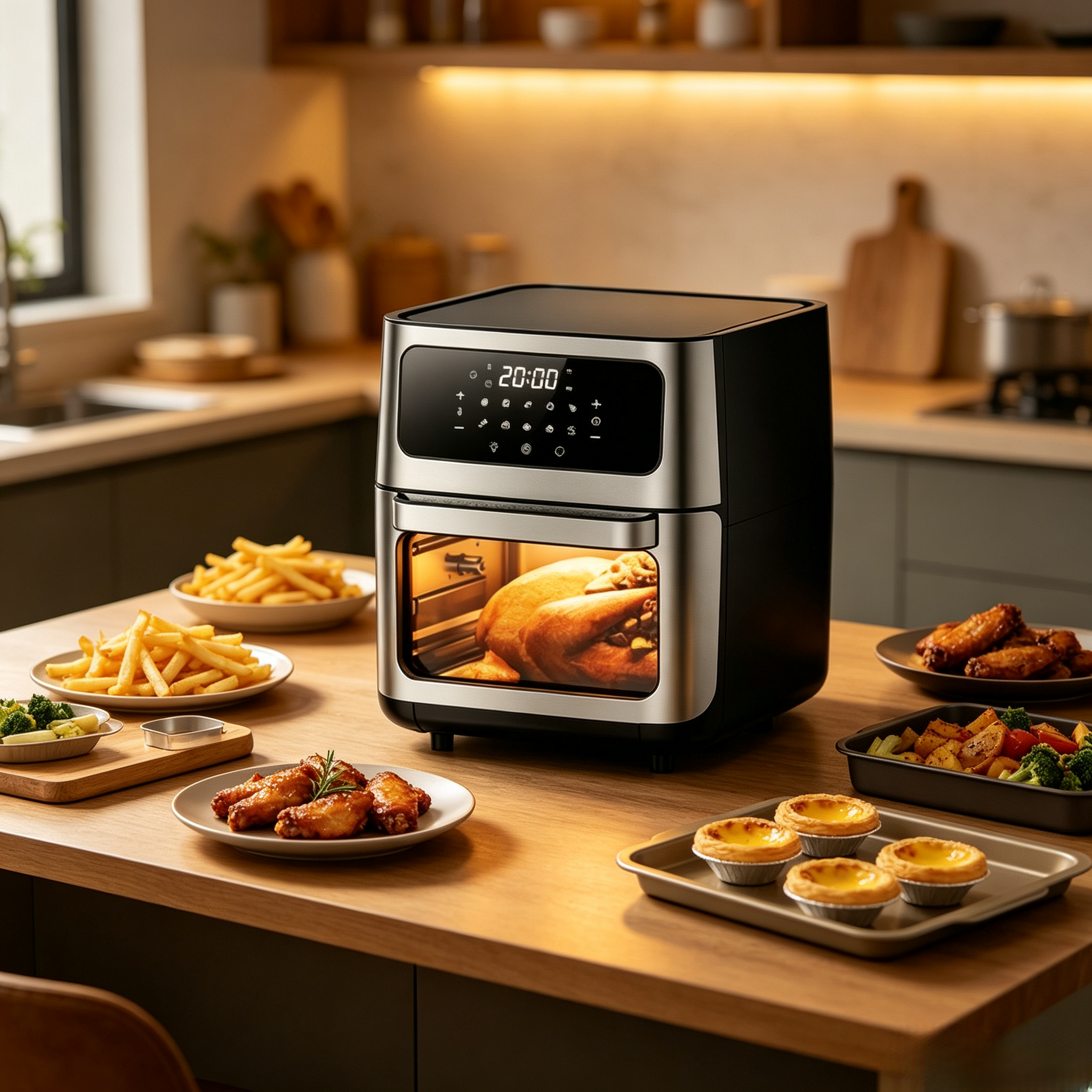 12L Air Fryer Oven, 1800W Large Capacity Oil-Less Healthy Cooker, 360° Hot Air Circulation, Timer & Temperature Control, Ideal for Home Kitchen, Chips, Chicken, Roasting & Baking