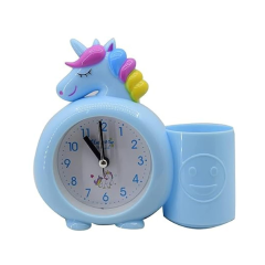Unicorn Design Alarm Clock with Pen Holder| Activity Toy |Alarm Clock| Early Educational Toys |Toys| Games|Clock with Pen Holder  (Blue)
