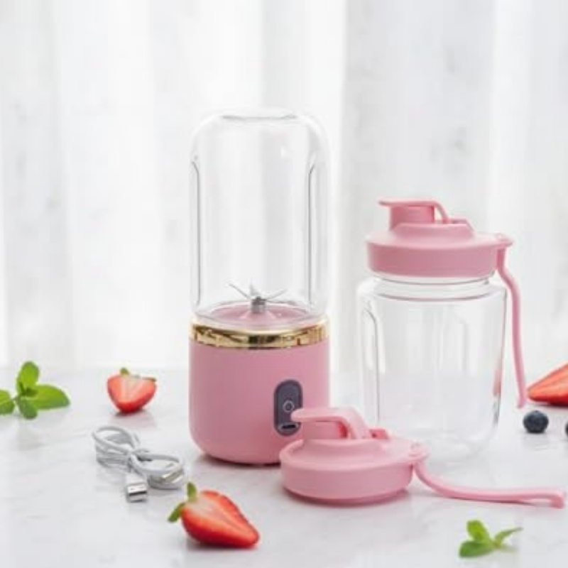 Portable Blender, Personal Blenders for Shakes and Smoothies, 400ML USB Rchargeable Fruit Veggie Juicer Cup With 6 Blades and Travel Lid, Blender for Travel Gym Kitchen