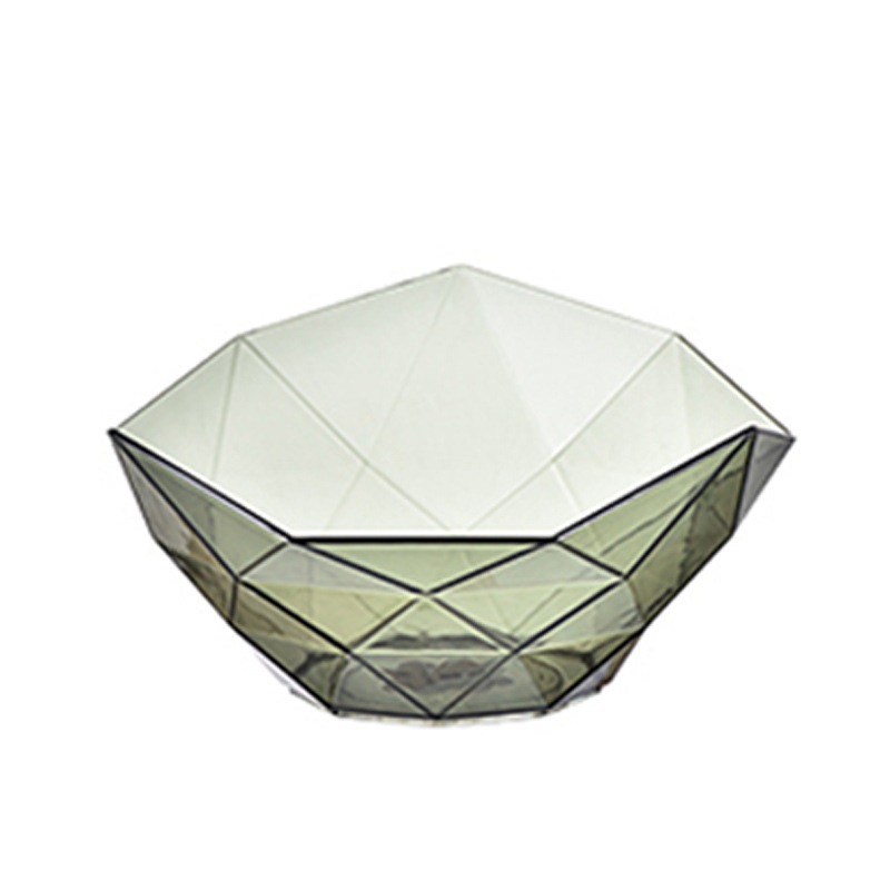 Diamond Shaped Plastic Fruit Bowl, Clear PET Decorative Fruit Tray, Multipurpose Snack Candy Storage Bowl for Kitchen Countertop Living Room Table Home Decor
