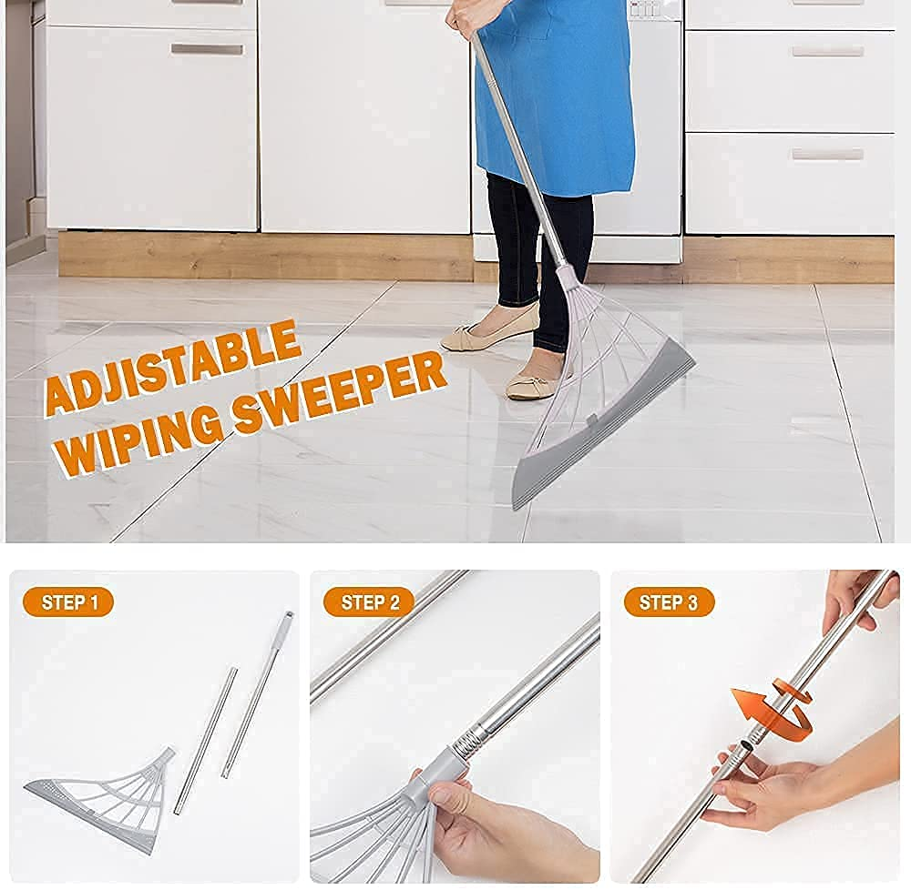 Wiper Multifunction Magic Broom, 2-in-1 Universal Wiping Sweeper Silicone Broom with Scraper, Bathroom Wiper Broom is Used for Tiles, Glass, Wiper, Hardwood Floor