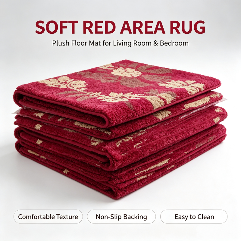 Limited-time new arrivals Red Flower Carpet for Living Room, Non-Slip Washable Low Pile Abstract Design Rug, Space Saving Area Rug for Bedroom, Dining Room