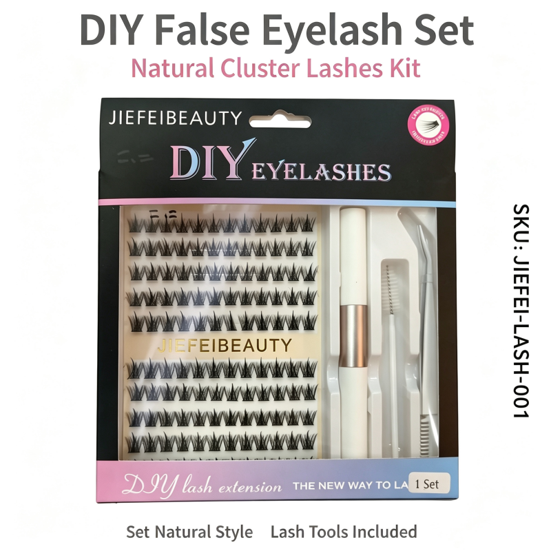 AOYASIYUE DIY Lash Extension Kit, Cluster Individual Eyelashes Set with Lash Bond Seal Tweezers, Natural Volume False Eyelashes for Home Self‑Application view 8