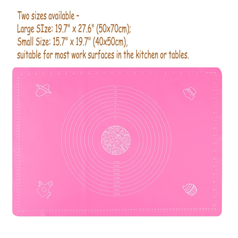 Silicone Baking Mat with Measurements, Non-Slip Non Stick Pastry Mat Sheetfor for Dough,Pastry, Bread, Cookies, Pizza, Fondant, Pasta