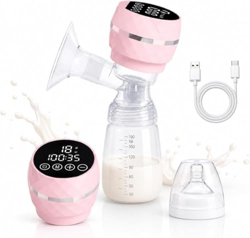 Rechargeable Breast Pump Electric with Digital Display, BPA-Free Breast Milk Extractor, Adjustable Suction Control, Anti-Backflow Protection, Portable Nursing Pump