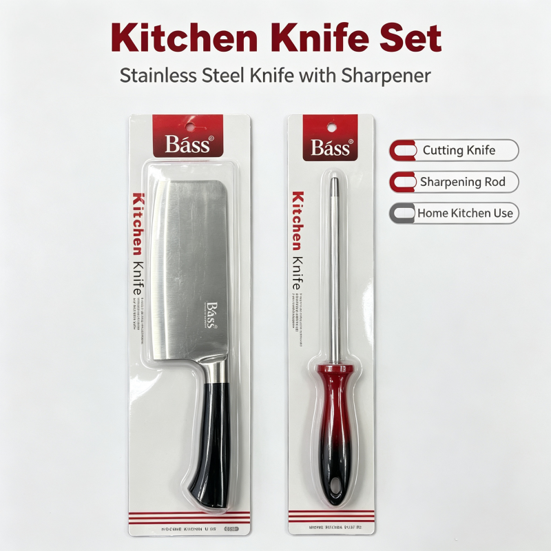 German Stainless Steel Meat Cleaver Butcher Knife Combo Set with Sharpener | Ultra Sharp Blade Multipurpose for Cutting Meat, Vegetables, Fruit | Ideal for Home, Kitchen, Restaurant & Gifting