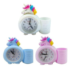 Unicorn Design Alarm Clock with Pen Holder| Activity Toy |Alarm Clock| Early Educational Toys |Toys| Games|Clock with Pen Holder  (Blue)