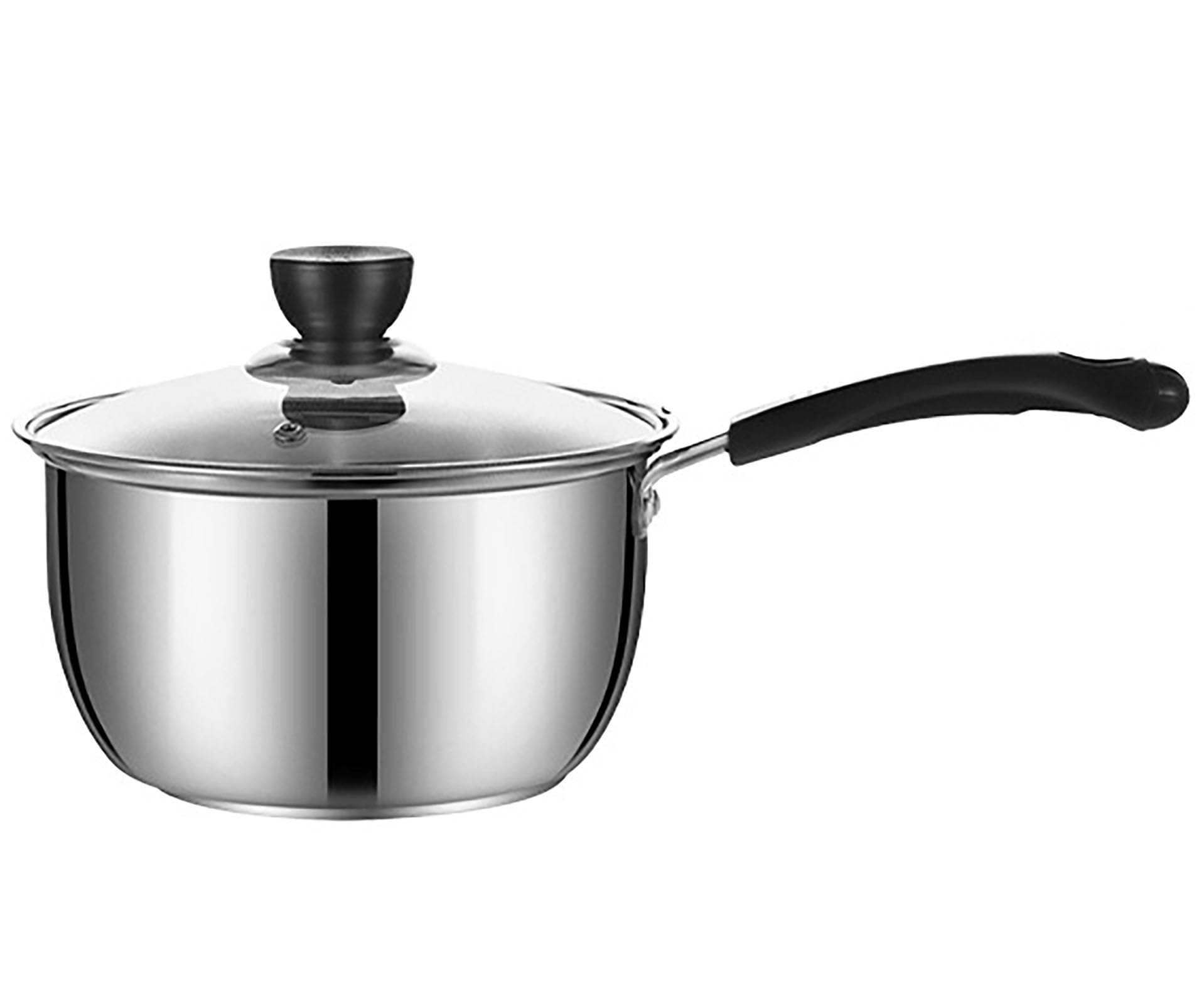 Stainless Steel Thin Saucepan, 1.3 Quart Long Handle Milk Pot with Lid for Warming, Cooking and Boiling Milk, Spaghetti, Soup in Kitchen and Outdoor