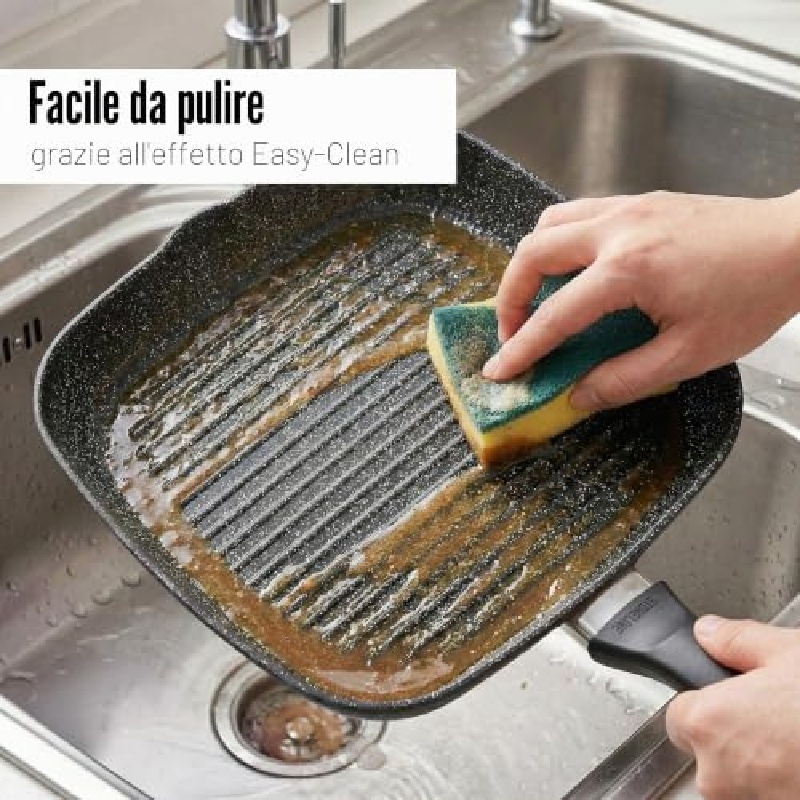 Aluminium Square Grill Pan, 26 x 26 cm, Non-Stick Coating Square Grill Baking Pan Striped Steak Frying Pan Kitchenware Cooking Tool