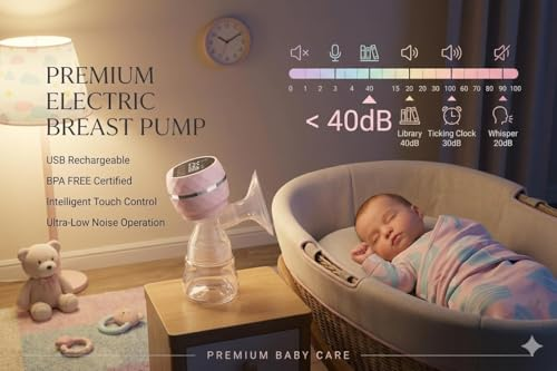 Rechargeable Breast Pump Electric with Digital Display, BPA-Free Breast Milk Extractor, Adjustable Suction Control, Anti-Backflow Protection, Portable Nursing Pump
