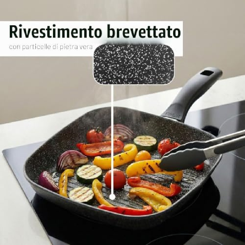 Aluminium Square Grill Pan, 26 x 26 cm, Non-Stick Coating Square Grill Baking Pan Striped Steak Frying Pan Kitchenware Cooking Tool