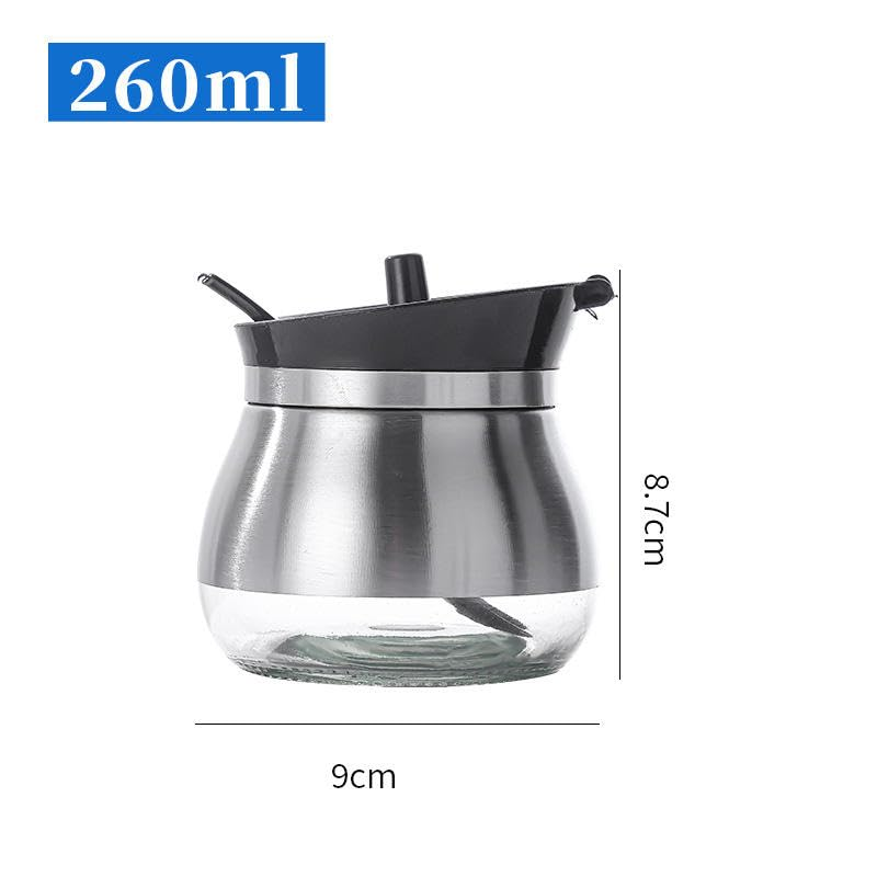 Kitchen Household Salt Sugar Pepper Chili Pot Durable Spice Seasoning Condiment Bottle Glass  Moisture-Proof Jar With Spoon Pack of 3