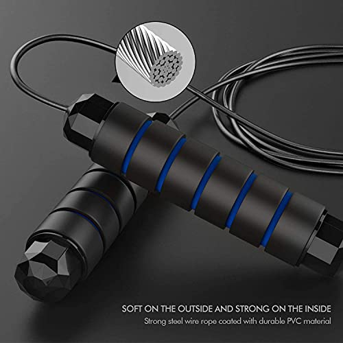 Skipping Rope for Men, Women & Kids, Adjustable Length, Blue Tangle-Free Jumping Rope for Workout, Weight Loss Exercise, Gym & Fitness Training, Lightweight with Soft Handles, Jump Ropes