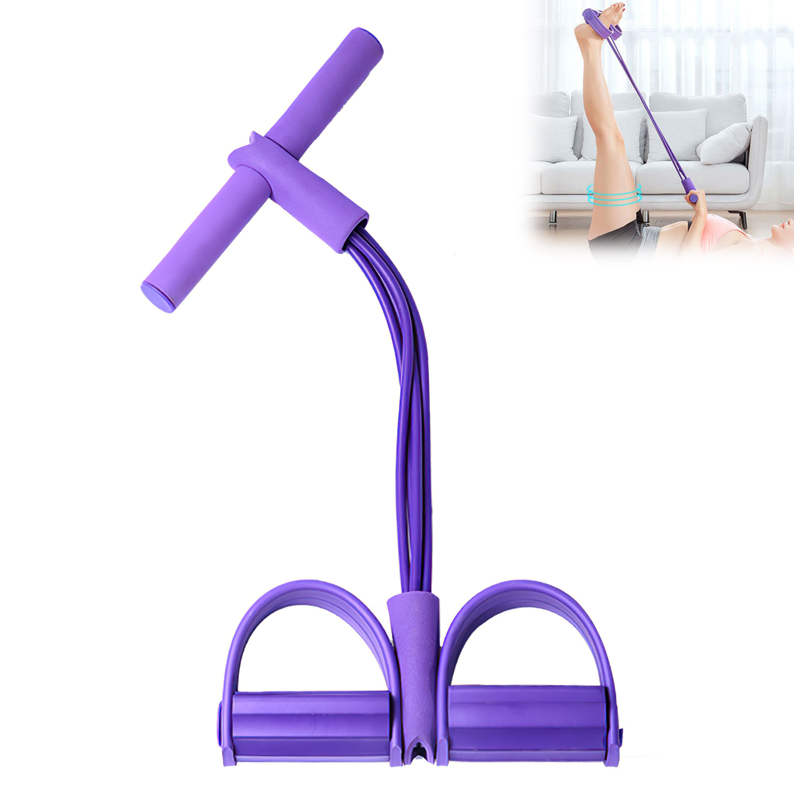 21 Fitness Resistance Bands-4 Tube Pedal Ankle Puller,Upgraded Stretch Bands for Exercise Sit Up Exercise Equipment,Multifunction Tension Rope,Foot Pedal Resistance Bands for Women Men