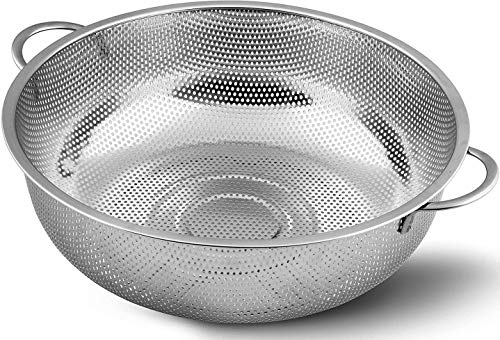 6 Piece Multipurpose Colander Strainer Basket for Rice, Fruits, Vegetables, Pasta & Grains| Stainless Steel Rice Washing Bowl with Dual Side Handles  | Food Grade Kitchen Drain Basket