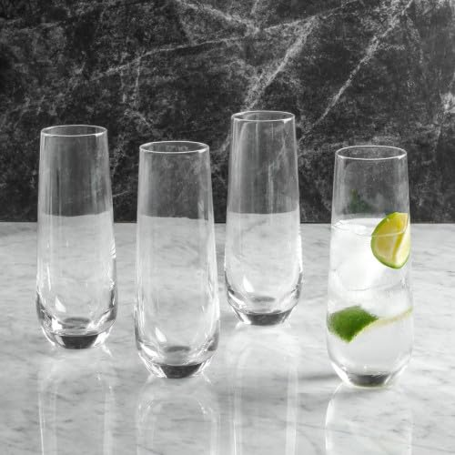 1/2/3/4PCS Stemless Champagne Flutes Elegant All-Purpose Wine Drinking Glassware Beverage Cups for Water, Juice, Beer, Liquor, Whiskey & Home Bar Decor