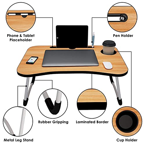 Homes Table Laptop Study Bed Home Wooden Foldable Students Stand Office Computer Desk Folding Work Tables Laptops Portable (Wood),Foldable Wooden Mini Lapdesk for Couch, Sofa Bed   （60*40cm）