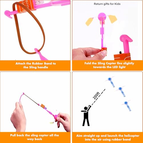 Return Gifts For Birthday Party for Kids  Flying Slinger for kids return gifts| Helicopter Toy Return Gifts| Catapult for Kids| Slingshot Flying Copters Outdoor Game for Girls & Boys