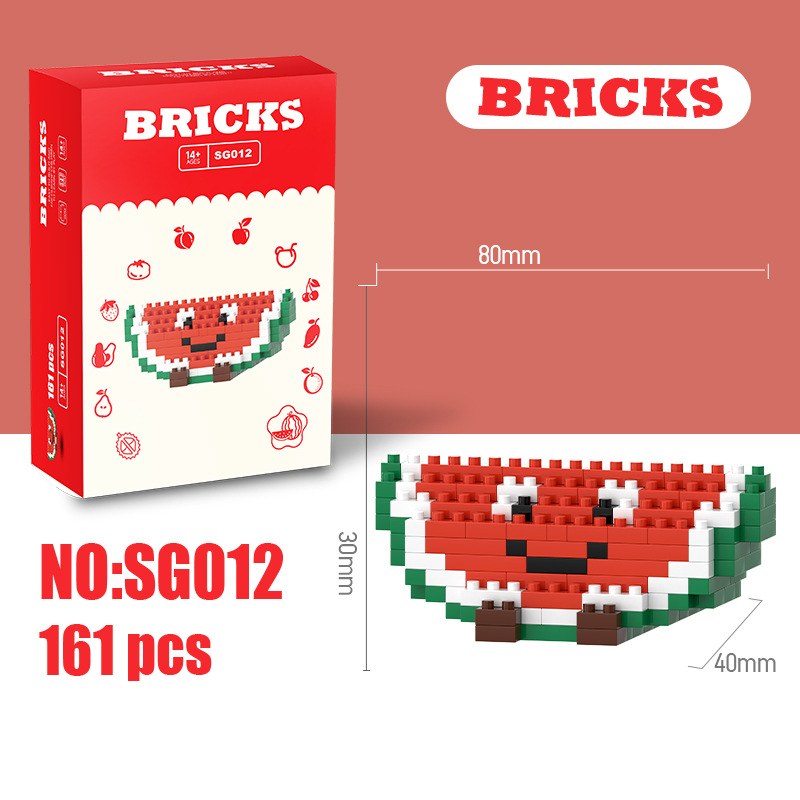 Mini Building Blocks Fruit Series DIY Construction Toy Creative 3D Fruit Model Educational Puzzle Toy for Kids BRICKS Mini Fruit Building Blocks DIY 3D Construction Puzzle Toy for Kids
