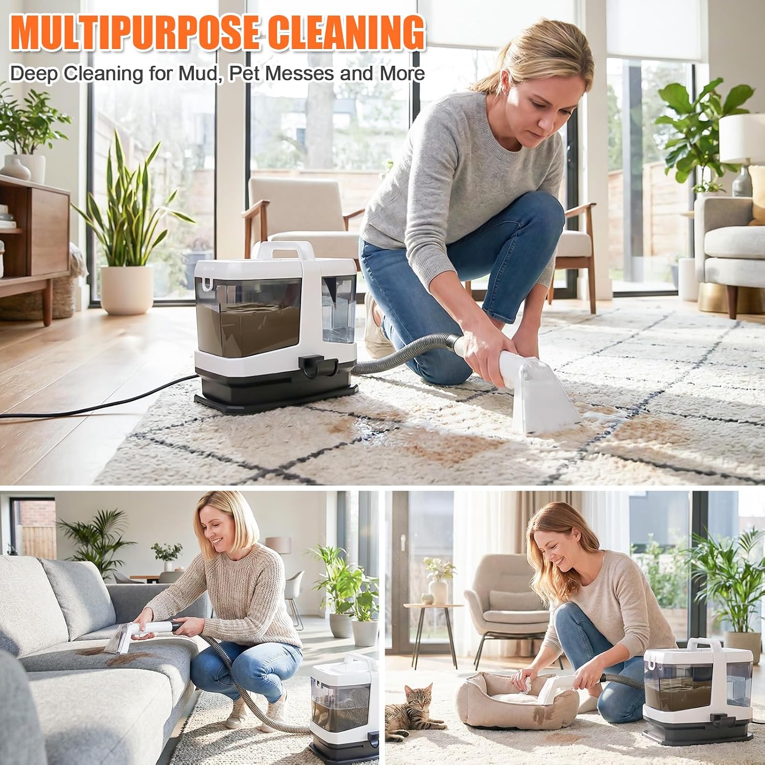 Portable Carpet & Upholstery Cleaner Machine Upholstery Cleaner Machine Stain Remover with Dual Tank wet and dry Portable Dual Tank Lightweight Spot Stain Remover For Sofa Carpet Car Rugs & Stairs