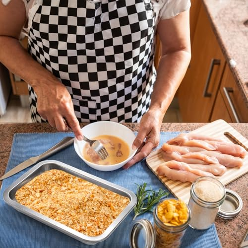 Breading Trays, Stainless Steel Serving Tray  Large Deep Breading Pan Food Prep Trays for Breadcrumb Dishes, Schnitzel, Fish