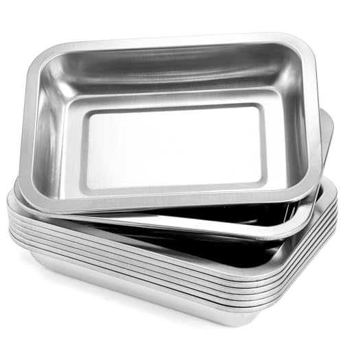 Breading Trays, Stainless Steel Serving Tray  Large Deep Breading Pan Food Prep Trays for Breadcrumb Dishes, Schnitzel, Fish