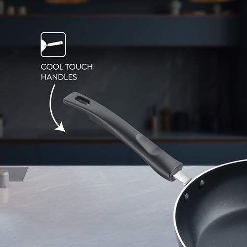24Cm Everyday Non-Stick Fry Pan (Aluminium) |Low Oil Cooking | Easy to Clean |Cool Touch Handle, Black  Ergonomic Handle, Round, Kitchen Cookware