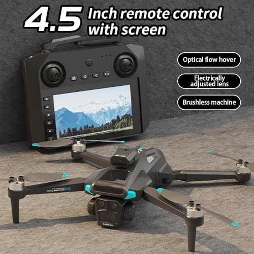 Drone For Adult,4.5" Screen,5G Remote Controller With Camera,6K HD Camera FPV Live Video,Altitude Hold Gesture Selfie One Key Take Off Landing 3D Flips Waypoint Fly Drone