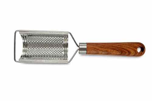 Stainless Steel Handheld Drum Grater with Wooden Handle – Multipurpose Cheese & Vegetable Grater | Manual Kitchen Grating Tool for Potato, Carrot, Ginger & More