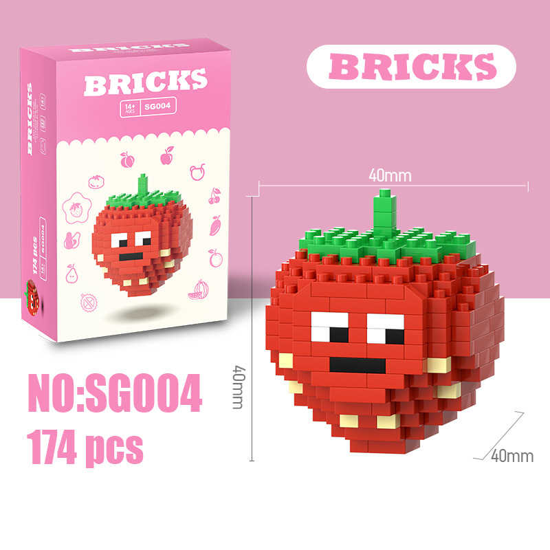 Mini Building Blocks Fruit Series DIY Construction Toy Creative 3D Fruit Model Educational Puzzle Toy for Kids BRICKS Mini Fruit Building Blocks DIY 3D Construction Puzzle Toy for Kids