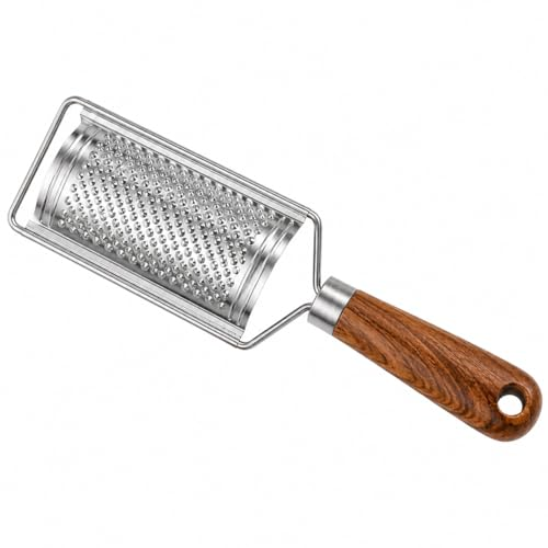 Stainless Steel Handheld Drum Grater with Wooden Handle – Multipurpose Cheese & Vegetable Grater | Manual Kitchen Grating Tool for Potato, Carrot, Ginger & More