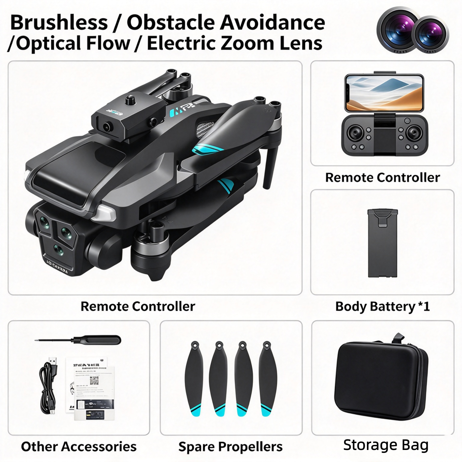 Drone For Adult,4.5" Screen,5G Remote Controller With Camera,6K HD Camera FPV Live Video,Altitude Hold Gesture Selfie One Key Take Off Landing 3D Flips Waypoint Fly Drone