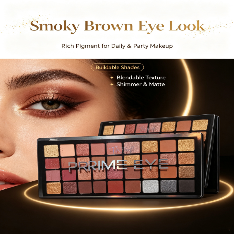 TikPop Prime Eye 40 Colors Eyeshadow Palette, Matte Shimmer Glitter Eyeshadow Powder, Highly Pigmented Long Lasting Eye Makeup Cosmetic for Daily Party Use