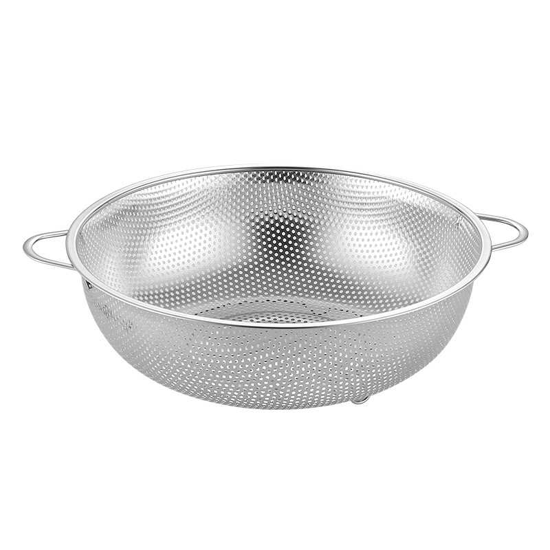 6 Piece Multipurpose Colander Strainer Basket for Rice, Fruits, Vegetables, Pasta & Grains| Stainless Steel Rice Washing Bowl with Dual Side Handles  | Food Grade Kitchen Drain Basket