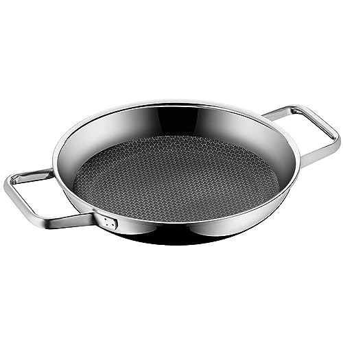 Honeycomb Non Stick Frying Pan Stainless Steel Cooking Wok with Double Handles Durable Kitchen Pan for Home Cooking Honeycomb Non Stick Frying Pan Stainless Steel Wok with Double Handles