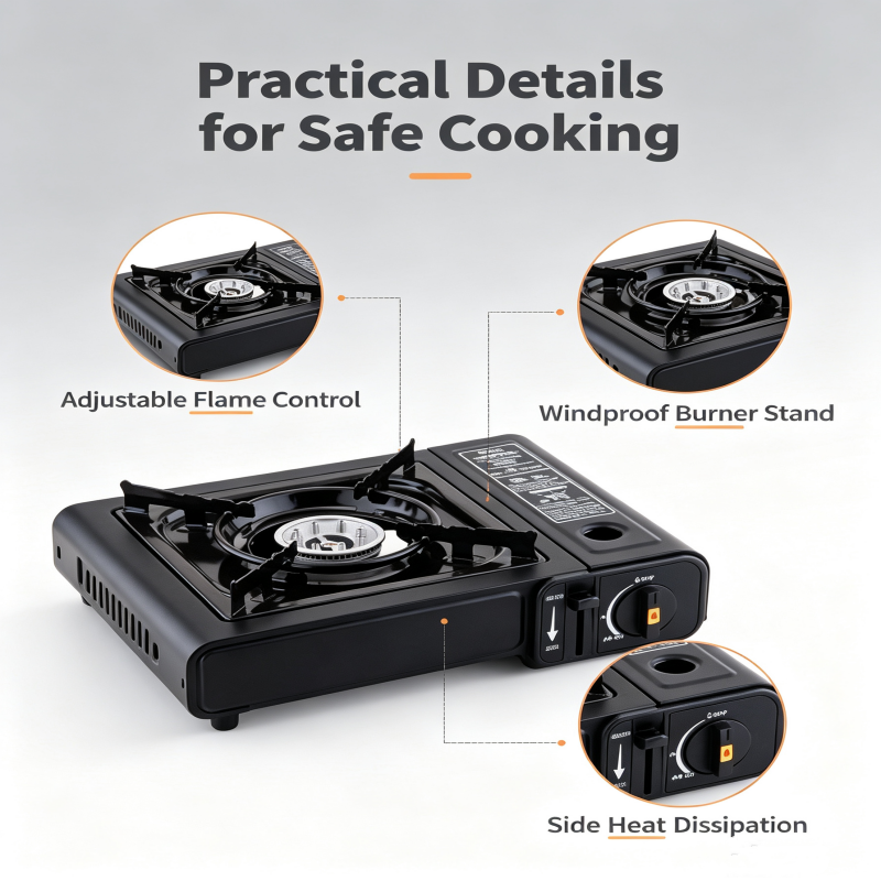 Portable Gas Stove Single Burner Butane Gas Cooker, Outdoor Camping Portable Cassette Stove for Picnic Travel Home Kitchen Cooking