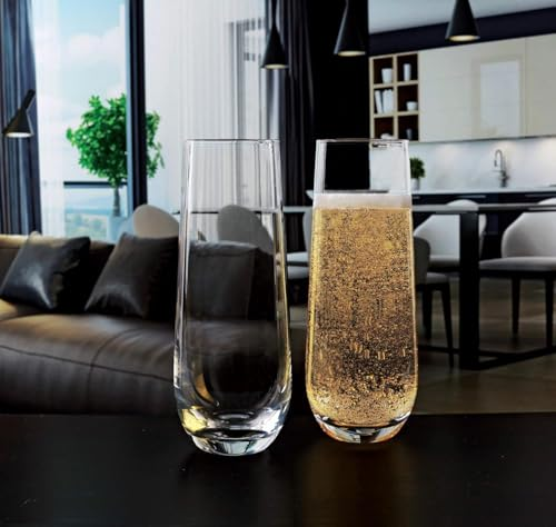 1/2/3/4PCS Stemless Champagne Flutes Elegant All-Purpose Wine Drinking Glassware Beverage Cups for Water, Juice, Beer, Liquor, Whiskey & Home Bar Decor