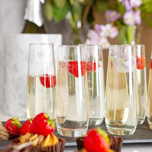 1/2/3/4PCS Stemless Champagne Flutes Elegant All-Purpose Wine Drinking Glassware Beverage Cups for Water, Juice, Beer, Liquor, Whiskey & Home Bar Decor