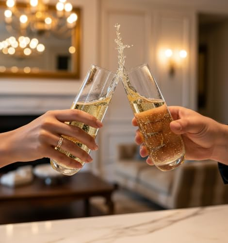 1/2/3/4PCS Stemless Champagne Flutes Elegant All-Purpose Wine Drinking Glassware Beverage Cups for Water, Juice, Beer, Liquor, Whiskey & Home Bar Decor