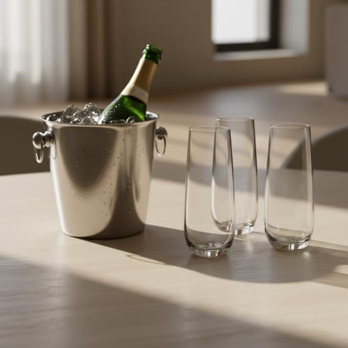 1/2/3/4PCS Stemless Champagne Flutes Elegant All-Purpose Wine Drinking Glassware Beverage Cups for Water, Juice, Beer, Liquor, Whiskey & Home Bar Decor