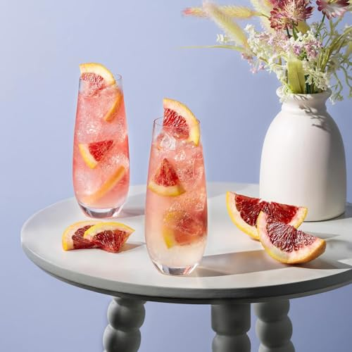 1/2/3/4PCS Stemless Champagne Flutes Elegant All-Purpose Wine Drinking Glassware Beverage Cups for Water, Juice, Beer, Liquor, Whiskey & Home Bar Decor