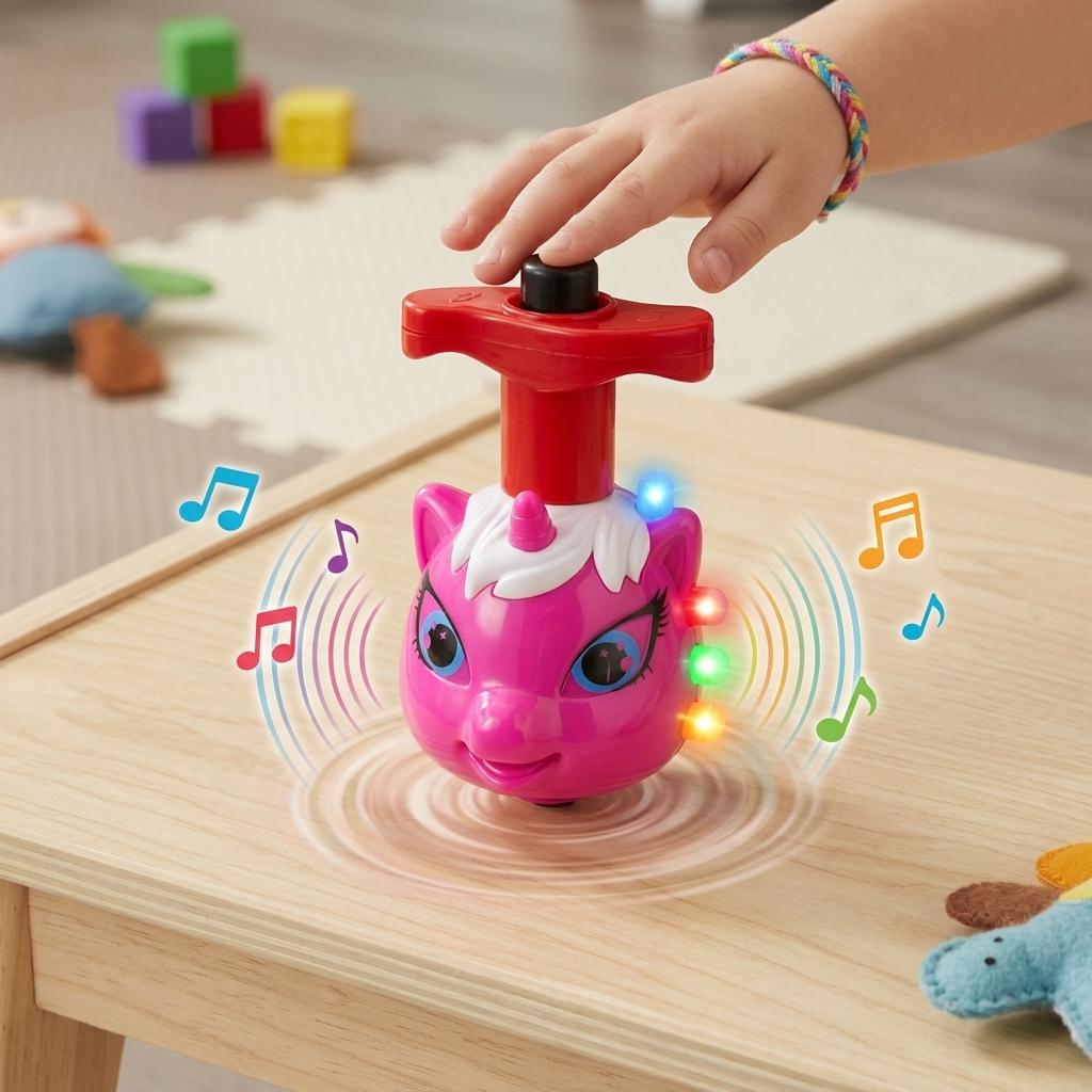 Spinning Top Toy with LED Light & Music Launcher For Kids Birthday Gift Party Favors Goodie Bag Stuffers for Kids, School Prizes for Boys & Girls